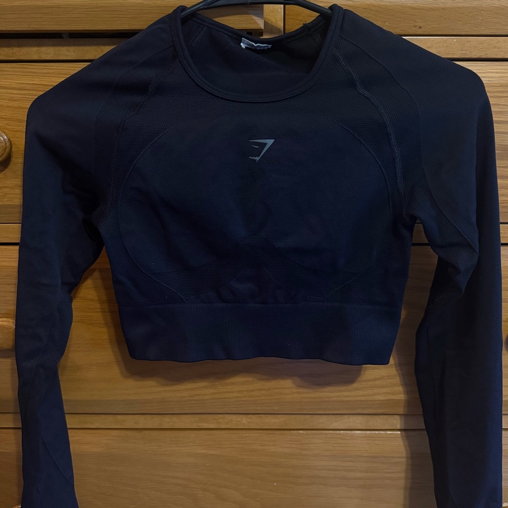 Gymshark Black FLEX SPORTS LONG SLEEVE CROP TOP